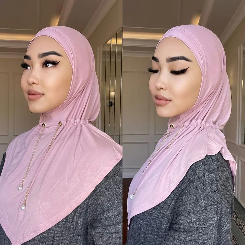 Ramadan Instant Hijab Frauen muslimischen Schal Kette Kopftuch Wraps Stretch Kopf Hals Abdeckung Schals Amira islamischen Gebet Hijabs Turban