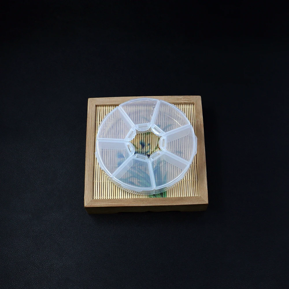 

2 Pcs Circular Transparent Plastic Jewelry Packaging Boxes 7 Cells Small Bead Jewelry Accessory Storage Tool&Display Box 89x89mm
