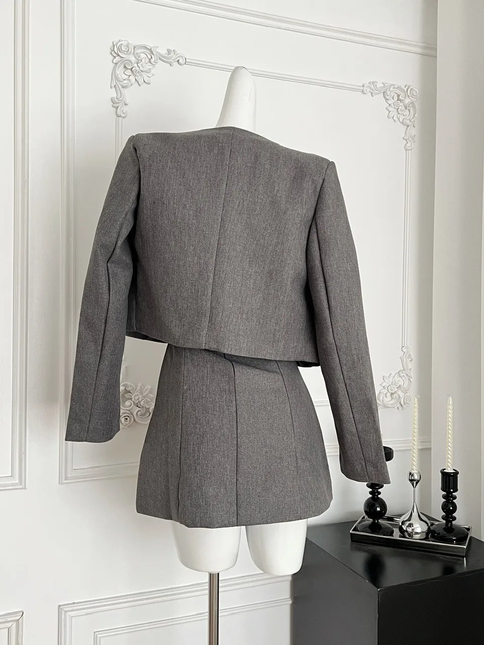   مزين ort Sve Long Sve Jaet and Vest Dr Autumn Faion ملابس نسائية من الخرز الثقيل للعمل الخشبي...