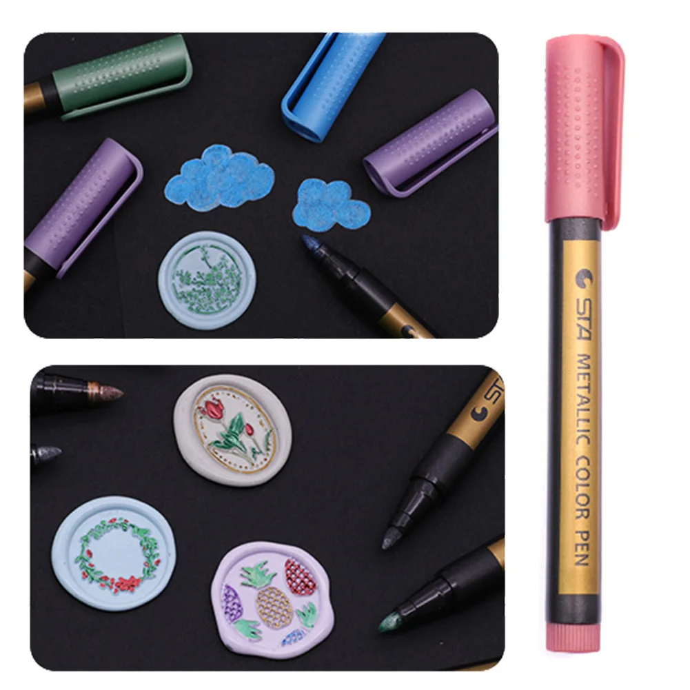 파이어 페인트 마커 DIY 봉투 봉인 왁스 스탬프 마커 펜 초대장 장식 유리 플라스틱 돌 종이용 특수 그래피티
