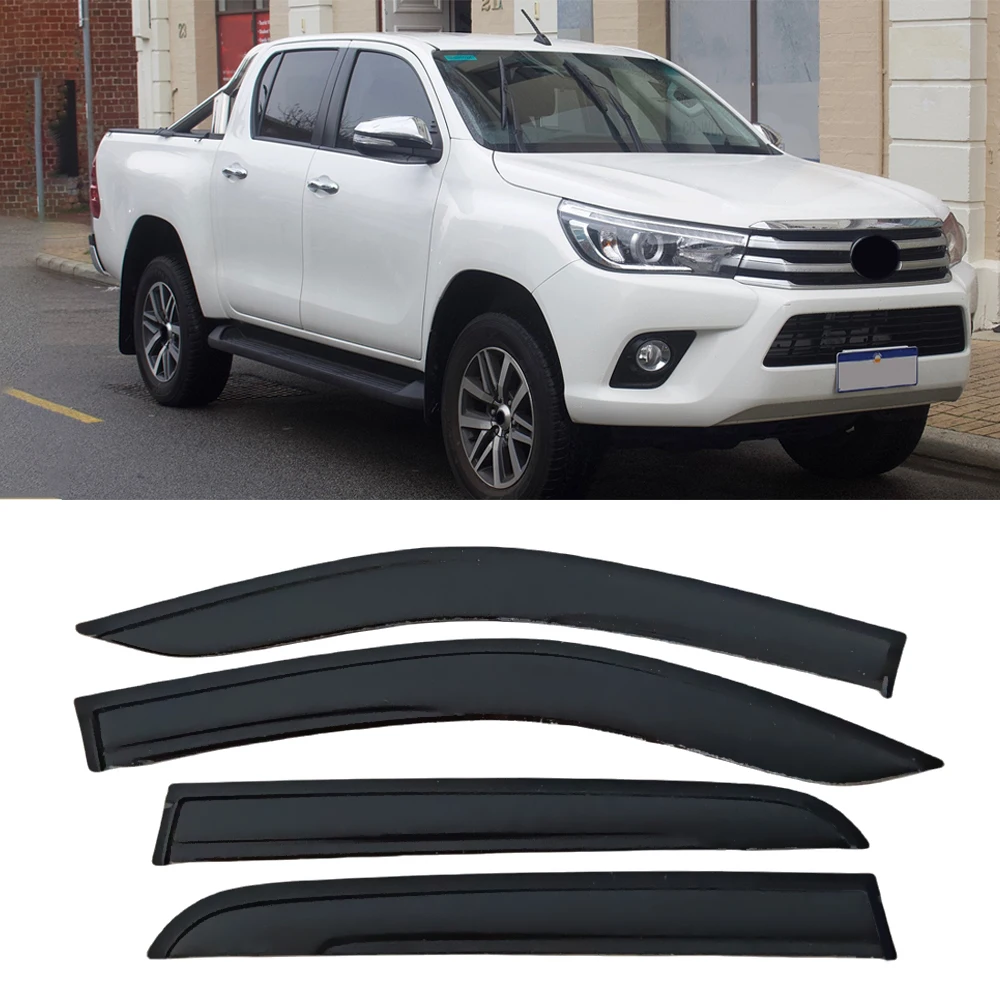 

Window Visor for TOYOTA HILUX DOUBLE CAB 2016 2017 2018 2019 2020 2021 Wind Deflectors Rain Guards Door Visor Vent Shades