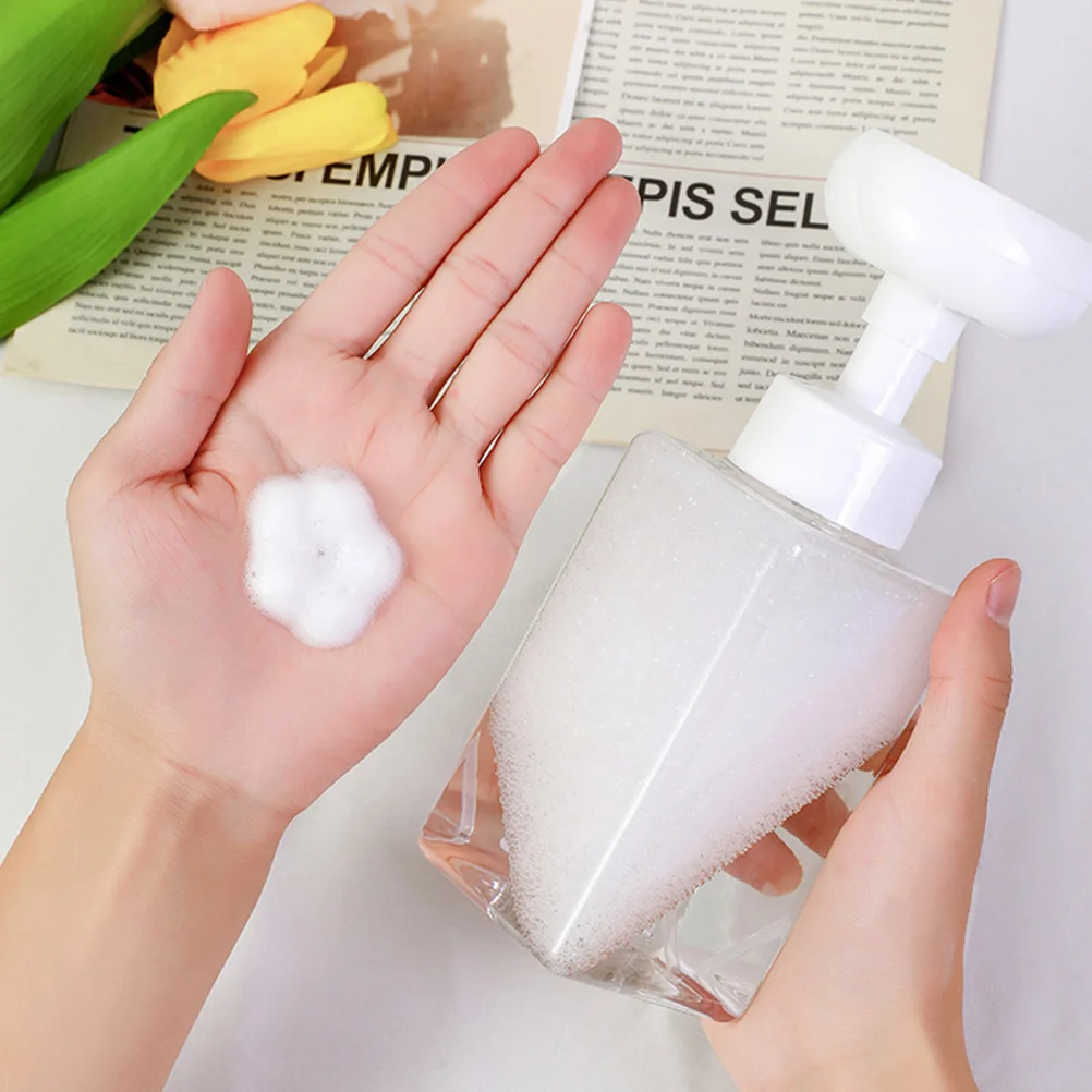 

2pcs Foaming Soap Dispenser Refillable Pump Bottle For Bathroom Shampoo Lotion Liquid Container Flower Shape Modern Design Leak