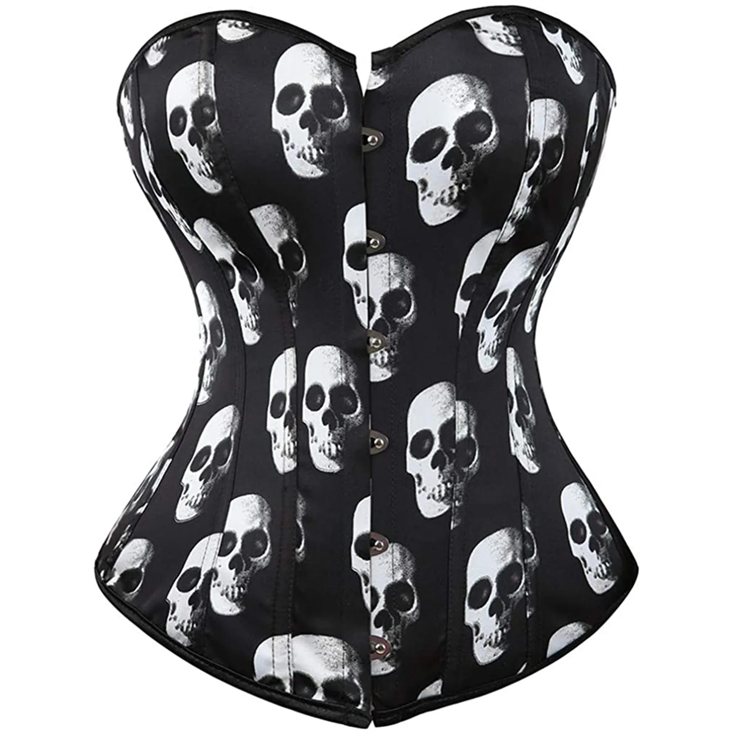 

Waist Slimming Body Shaper Skull Corset Top Push Up Boned Steampunk Bodice Lace-up Bustier Plus Size