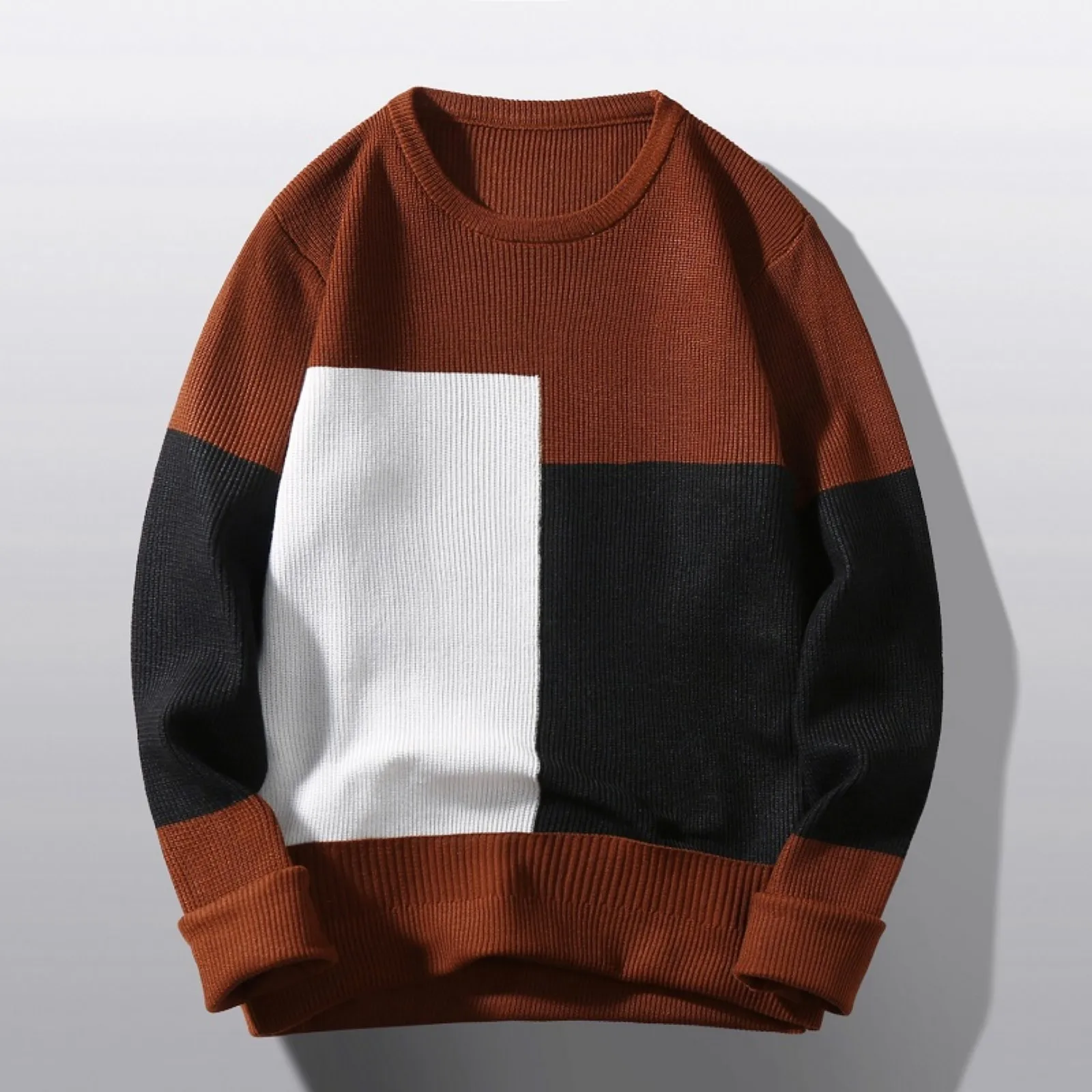 Male Autumn And Winter Wool Sweater Round Neck Pullover Bottoming Shirt Color Matching All Matching High Neck Long Sleeve Top