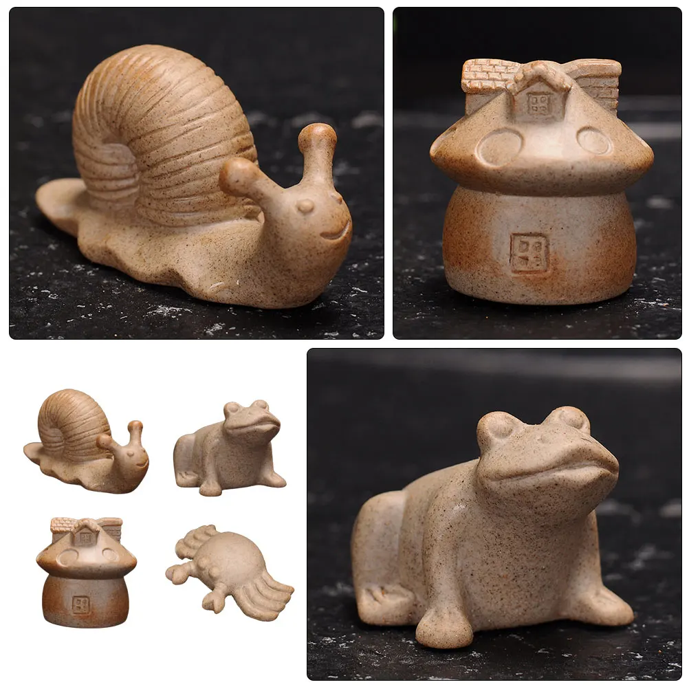 

4pcs Stoneware Flowerpot Creative Ceramic Chic Desktop Ornament For Home Office Store Decorative Stand Lifelike Animal Craft