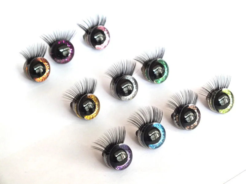 

5Pair 12mm 14mm 16mm 18mm 3D Eyes Safety Eyes with Eyelashes-Flashing Eyes For Amigurumi Crochet Stuffed Animal Doll Accessories