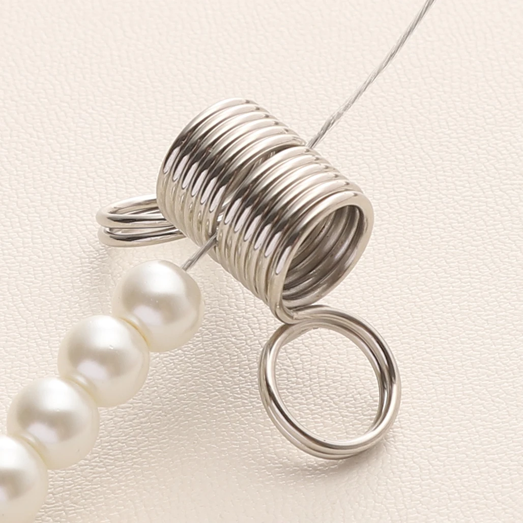 1Pc Stringing Bead Stoppers Spring End Fasteners Nickel Plating On Steel Small Stoppers Bracelet Tool Jewelry Making Supplies