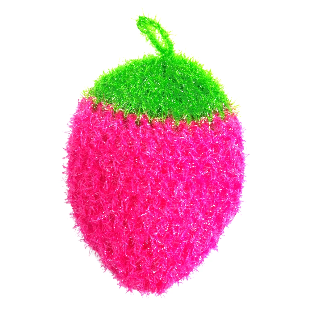 Strawberry Shaped Kitchen Cleaning Cloth Dish Bowl Washing Fruit Design Rag Cleaning Tool, Yellow