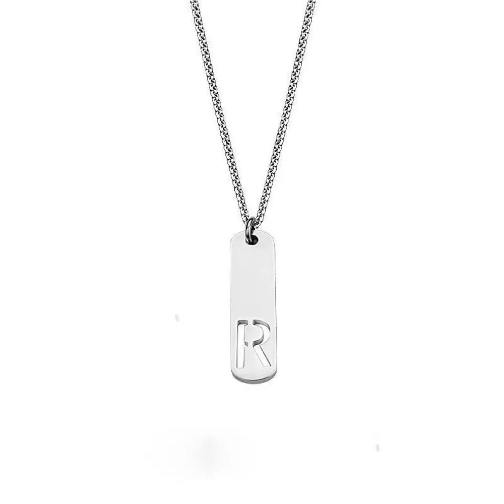 Design 26 A-Z Letters Rectangle Pendant Fade Free Initials Gifts Ins Style Necklace Sweater Chain Men Necklace Fashion Jewelry