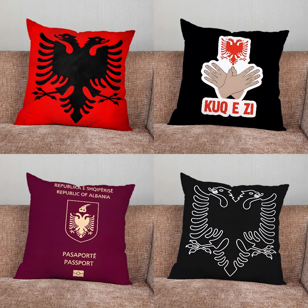 Albania Albanians Flag Pillow Case For Home Bedroom Car Office Decoration Living Room Sofa Cushion Cover Suitable