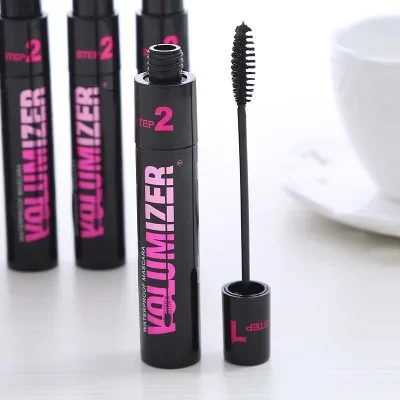 Make-Up 2in1 Dubbel Doel Mascara Waterdichte En Zweetbestendige Krullende Borstels Make-Up Oogvezel Mascara Wimperwimpers Zwart