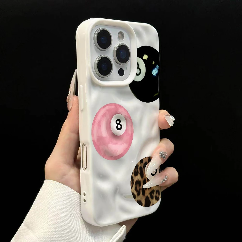 Billard Nr. 8 Glücksbringer-Muster Handyhülle für iPhone 17 16 15 14 13 12 11 Pro Max 14 Plus 17Air Falten-Wellen Weiche Silikonhülle – Detail 8