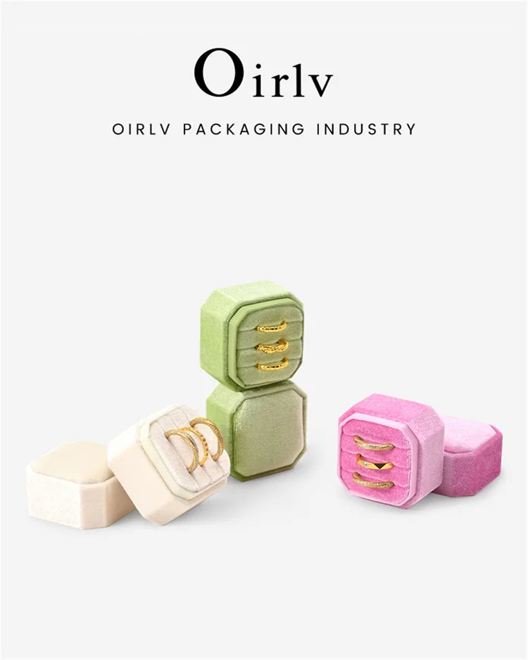 Oirlv Wedding Flanner Ring Box Engagement Triple Slot Square Ring Box Modern Wedding Marry Gifts Muti Color 1/2/3 Slots Ring Box