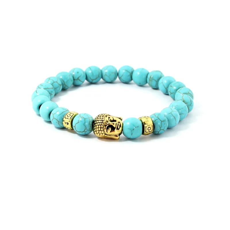 New Buddha head Men Charm Bead Bracelet Women Fashion Gallstone Natural Stone Bracelets Yoga Jewelry Party Gift B1087