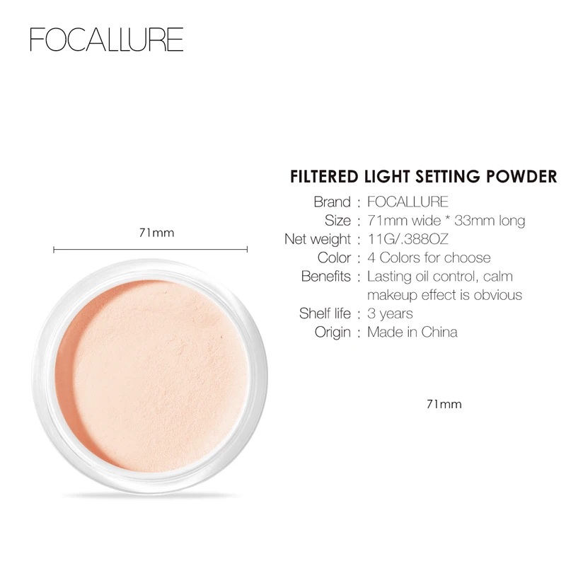 FOCALLURE Matte Loose Powder 4 Colors Invisible Pores Face Setting Powder Smooth Waterproof Oil-control Makeup Powder Cosmetics