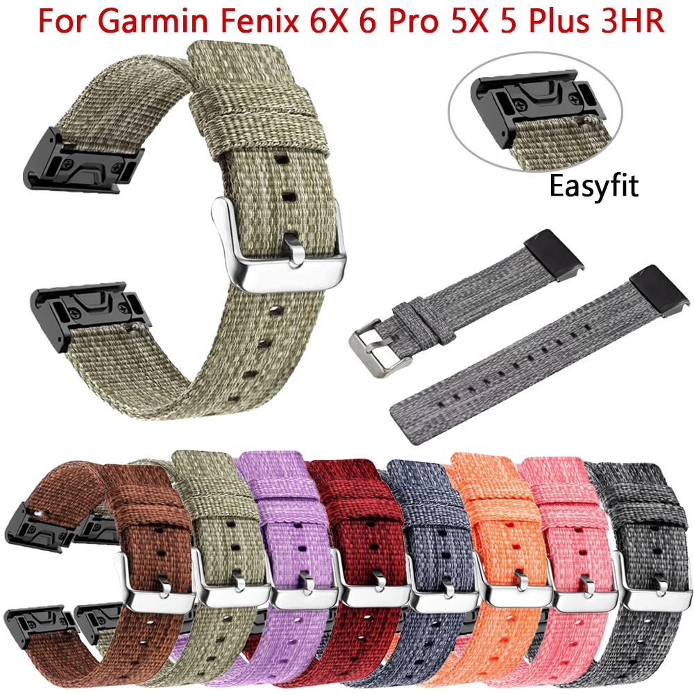 For Garmin Fenix 6 6X Pro 5 5X Plus Forerunner 945 935 Approach S60 S62 Easy fit Woven Nylon Watchband Quick Release Wrist Strap