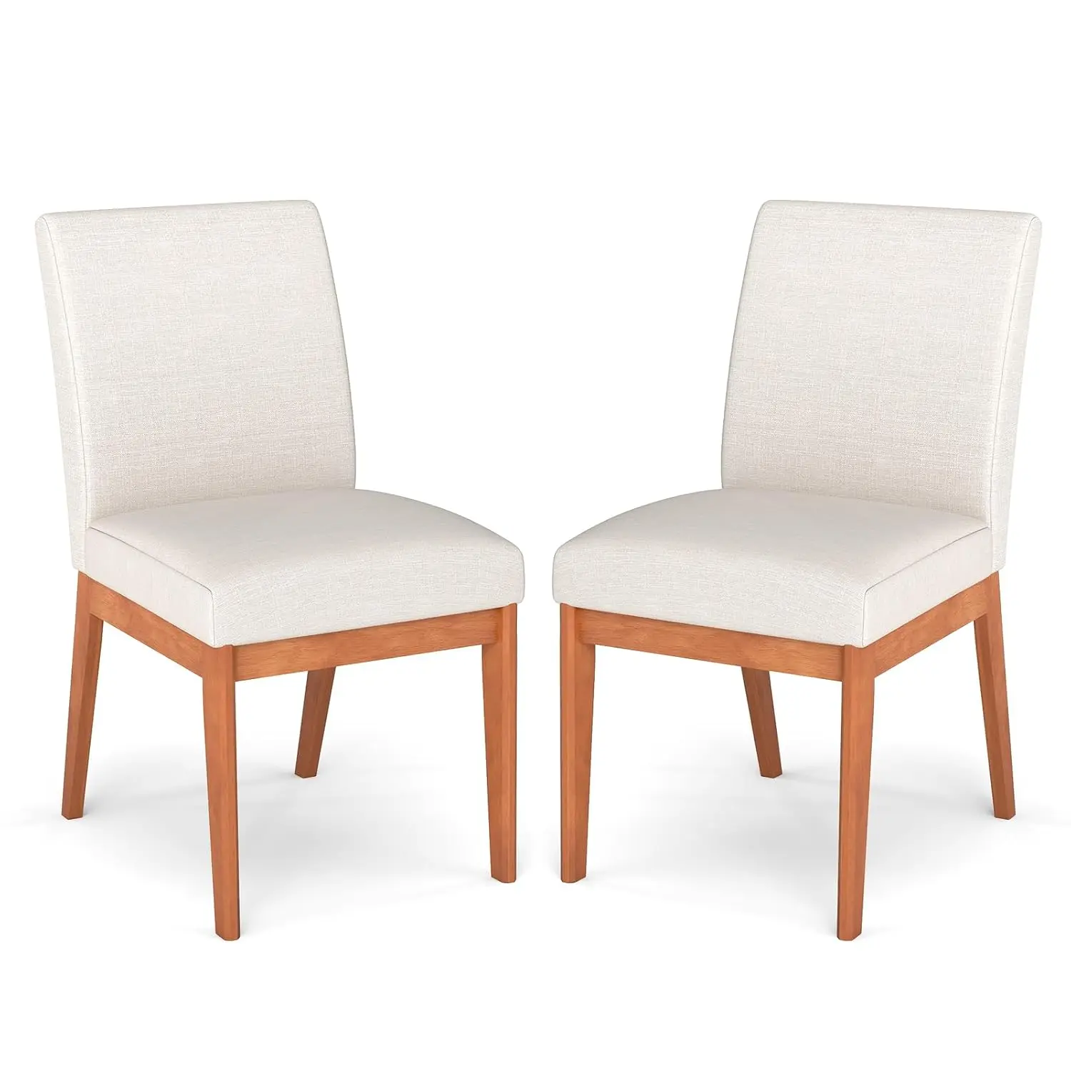 

Комплект из 2 обеденных стульев с мягкой обивкой, без подлокотников, с высокой спинкой, на ножках из каучукового дерева, в стиле середины века, для кухни и столовой, на заказ