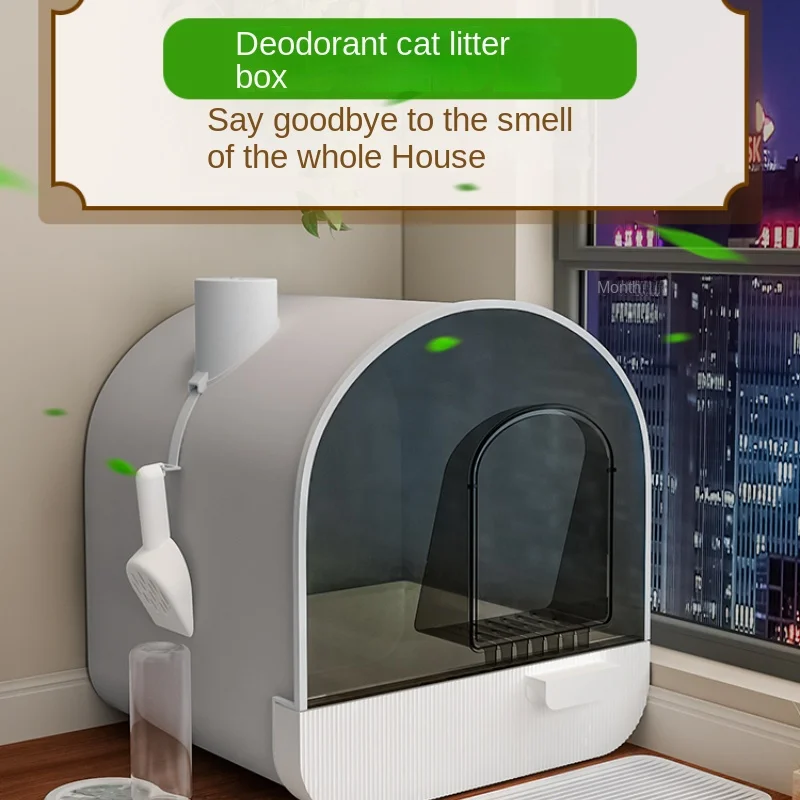 Fully Enclosed Litter Box Oversized Deodorant Cat Toilet Large Semi-Enclosed Drawer Type Cat Litter Basin Sub Splash-Proof