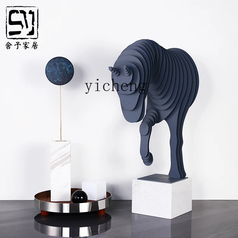 YFY  TV Entrance Jewelry Living Room Creative Light Luxury Metal Slice Abstract Bust Floor Sculpture Ornament