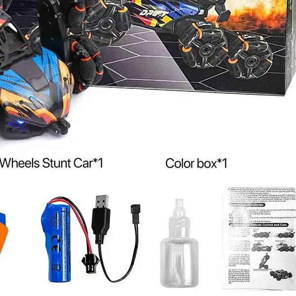 

Six Wheel Alloy Drift Car RC Car 6 Wheel Drive Stunt Spray Car Swing Arm Drift Deformation Stunt Car