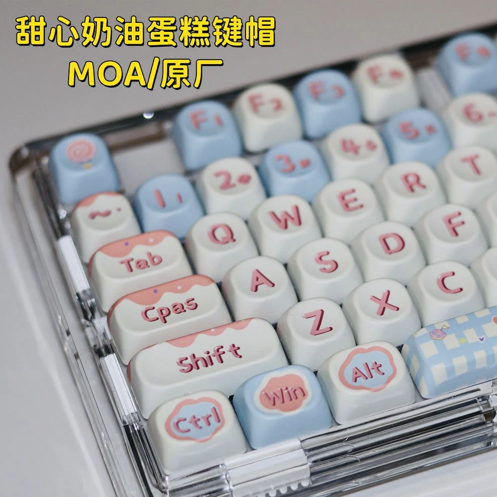 

MOA Keycap Cute Cake Keycap Gift 134 Keys PBT Keycap Diy Creative For 61/64/84/87/104/108 Mechanical Keyboard Keycaps