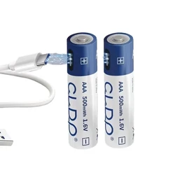 2pcs/lot 1.6V Ni-Zn AAA rechargeable battery Ni-Zn 500mWh USB rechargeable battery charges via Type-C cable