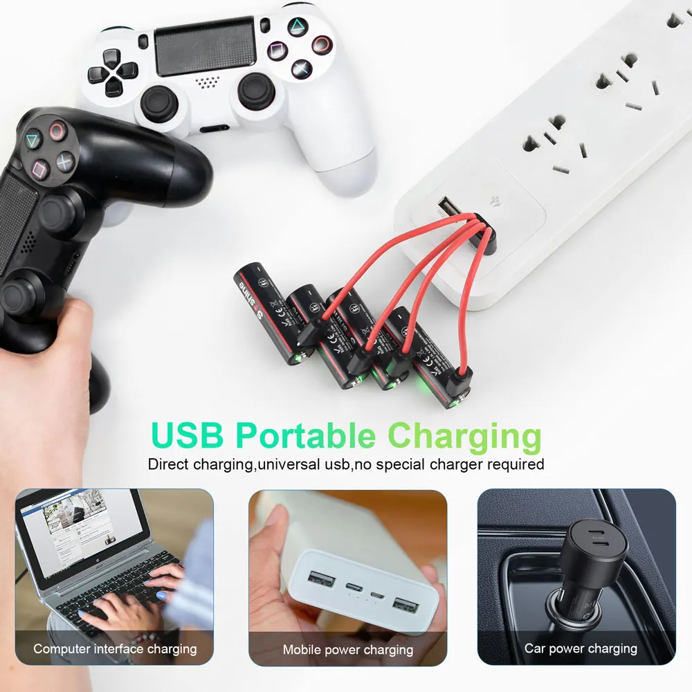 Soshine 1.5V AA Rechargeable Battery Highest Capacity 4200mWh USB Type-C Aa Li-ion Battery for Smart Door Lock Remote Control