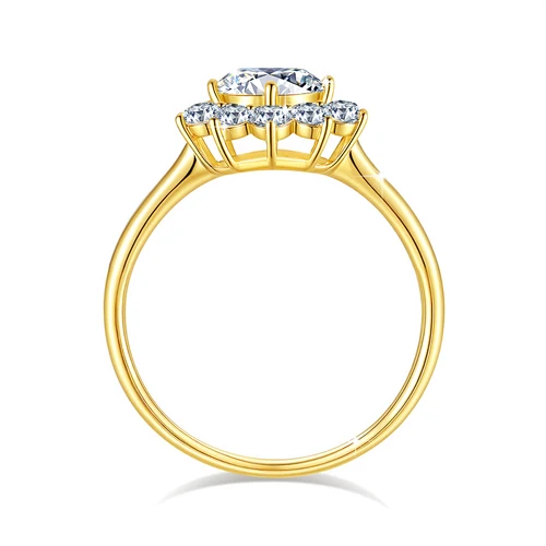 Szjinao 100% 진짜 14k 골드 플라워 링, 풀 모이사나이트 다이아몬드, 1 캐럿 웨딩 파인 주얼리, 585 K 골드 트렌디 발렌타인 데이 선물