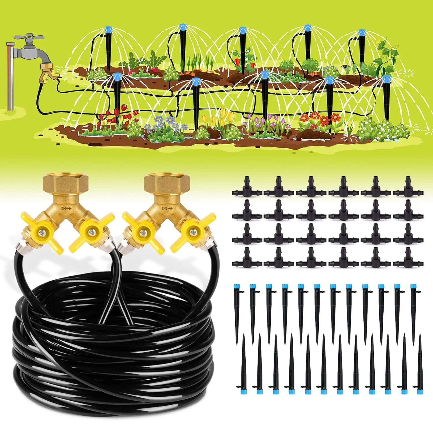 100ft Drip Irrigation Kit Plant Watering System 8x5mm Blank Distribution Tubing DIY Automatic Irrigation Equipment Set for Garde