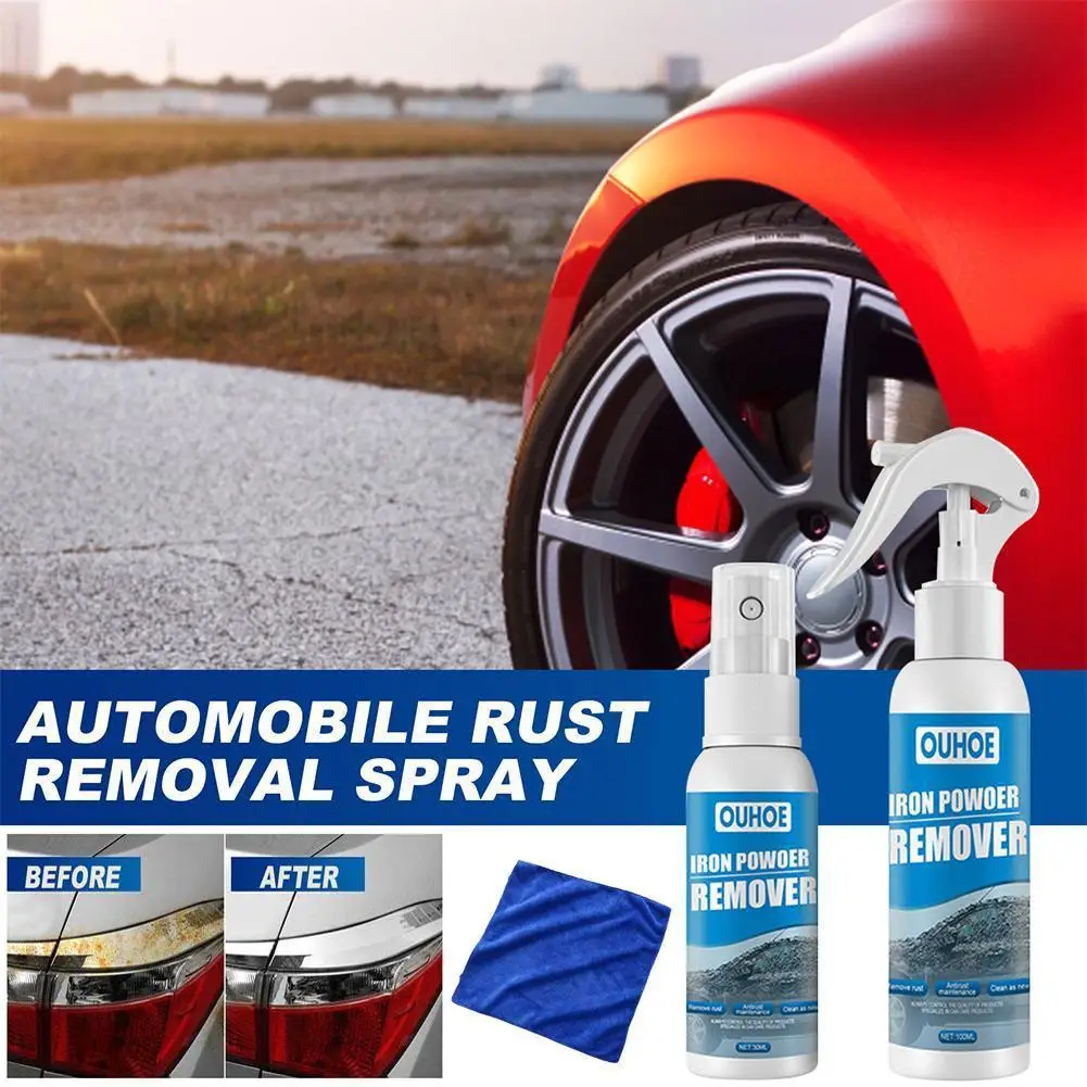 30/100ml Derusting Spray With Towel Metal Cleaner Cleaning Spray Remover Rust Maintenance Car Powder Iron O9R0 A7J6