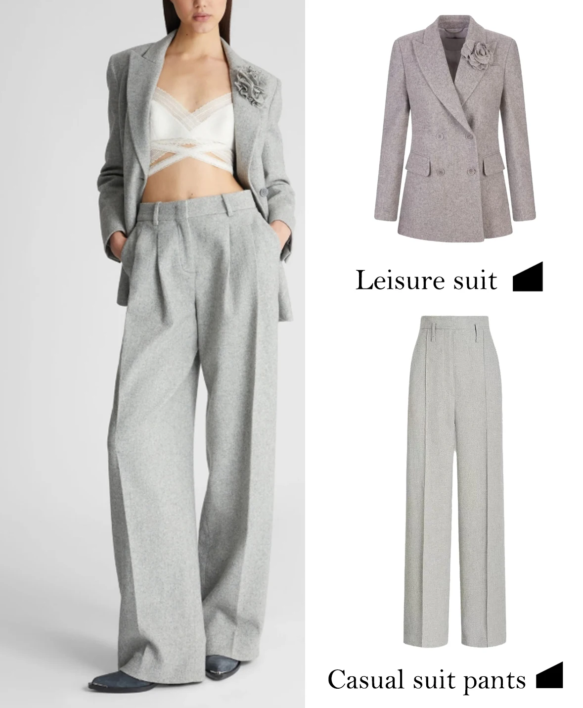 

FWRD Grey 3D Floral Double Breasted Blazer Womens Casual Grey Double Breasted Blazer #FWRD0032