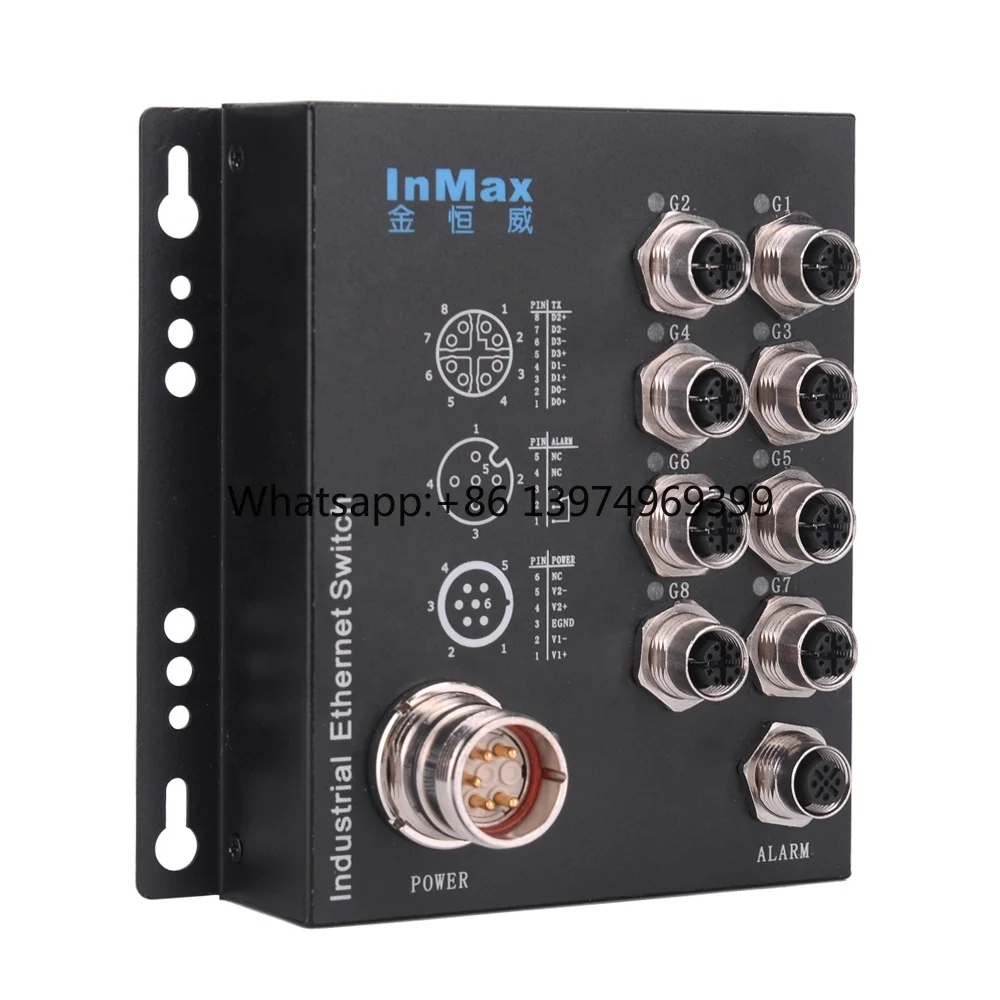 InMax Manufacturer M12 Switch 8 Port En50155 Metro Subway Vehicle 110V Full Gigabit Railway Rugged Industrial Ethernet Switch