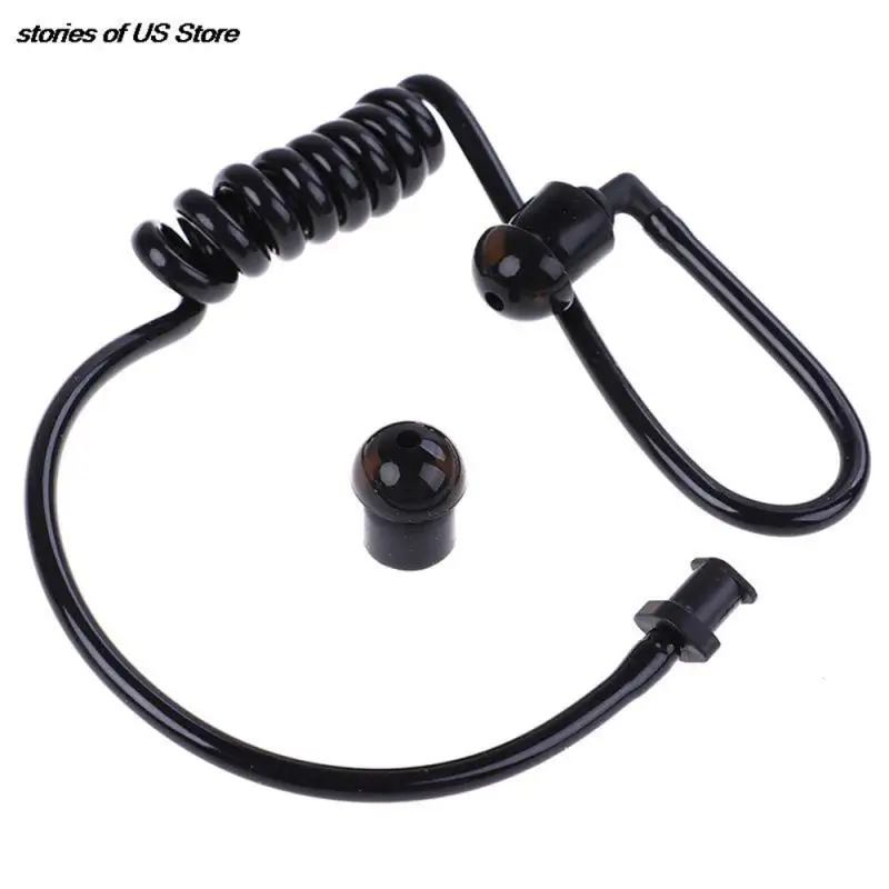 Black Spring Air Tube Replacement Walkie Talkie Earphone Coil Acoustic Air Tube Earplug Replacement For Radio Earpiece Headset