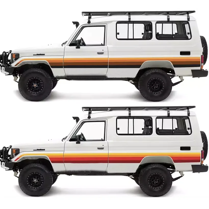 Modified Pair Off Road Car Stickers Waist Line Precut Racing Stripes Sunset Decal Vinyl Graphics Wrap for Land Cruiser LC75 LC78