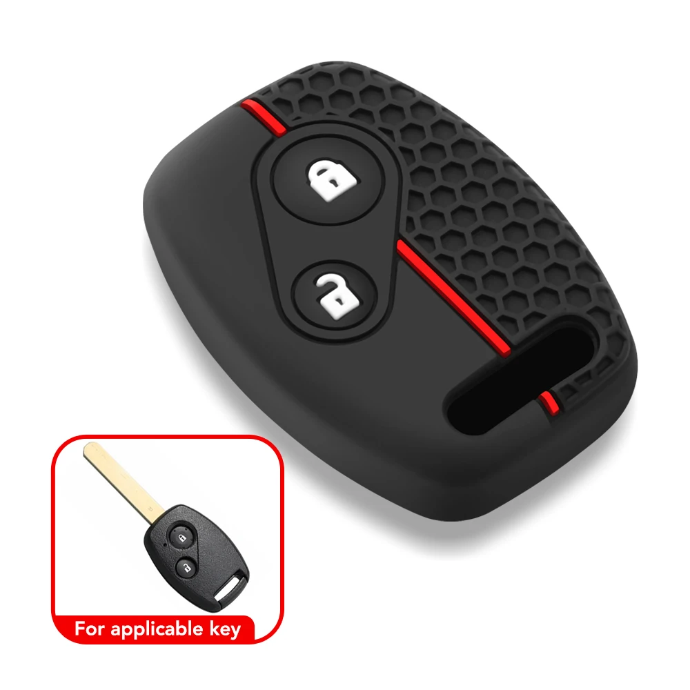 Key Fob Case Keychain For Honda Civic 4D Jazz Gr8 CR-V SRV FRV Fit CSX Chord 7 Accord Emblem Extra Screw Silicone Protection