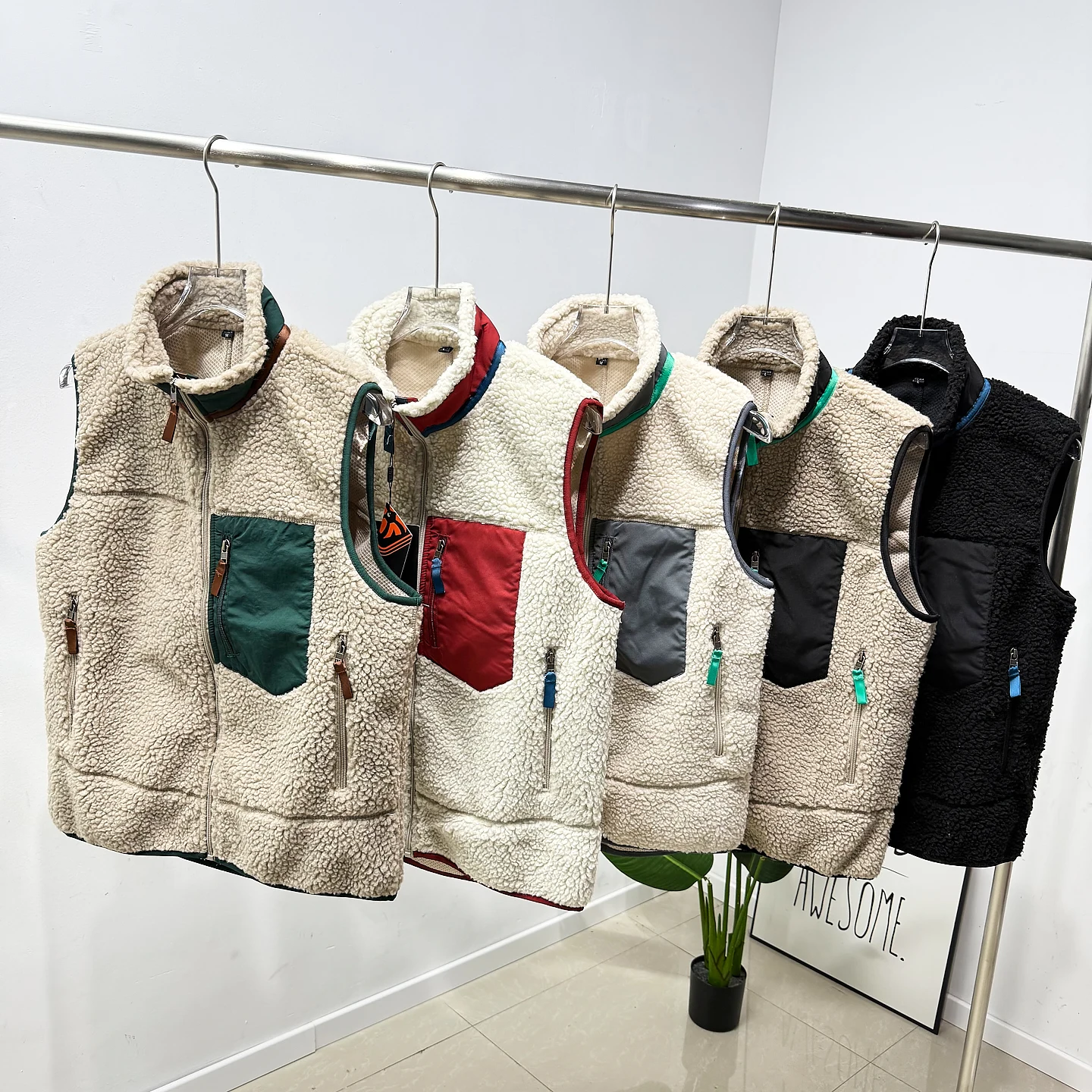 

ex Faux Lamb Fur Vest Zipper Fce Lined Versatile Outerwear for Autumn And Winter Season Casual Wear Trendy Color