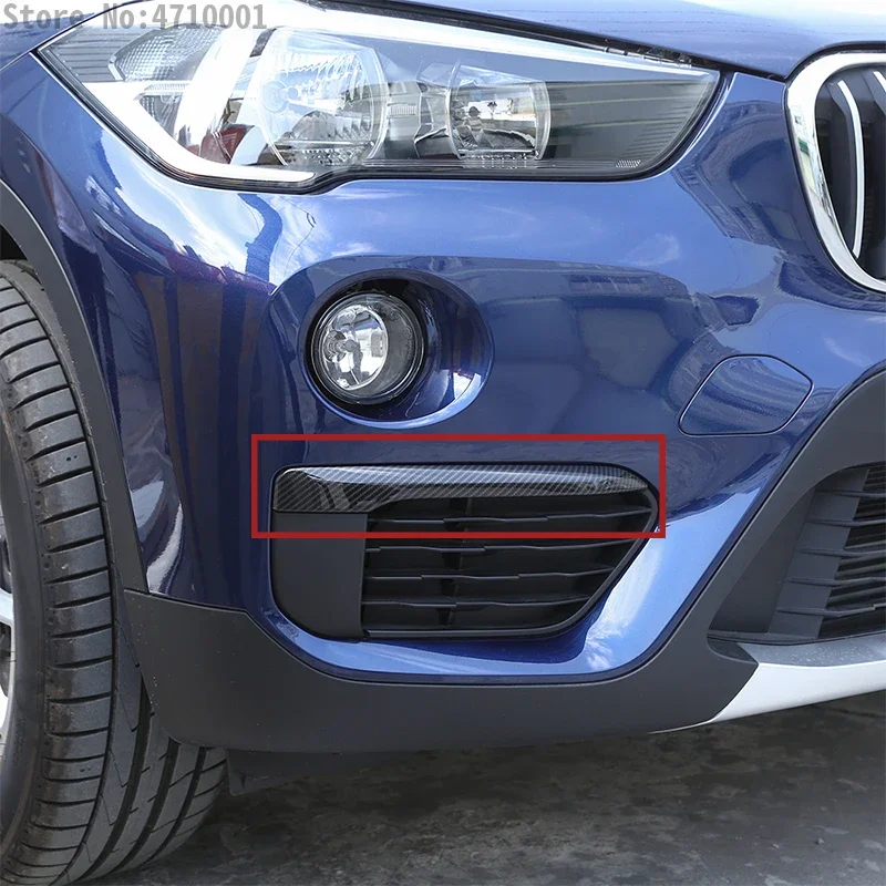 2pcs Car Fog Lights Lamp Strips Trim Cover Stickers For BMW X1 F48 2020 2021 Styling Carbon Fiber Style Front Car Accessories