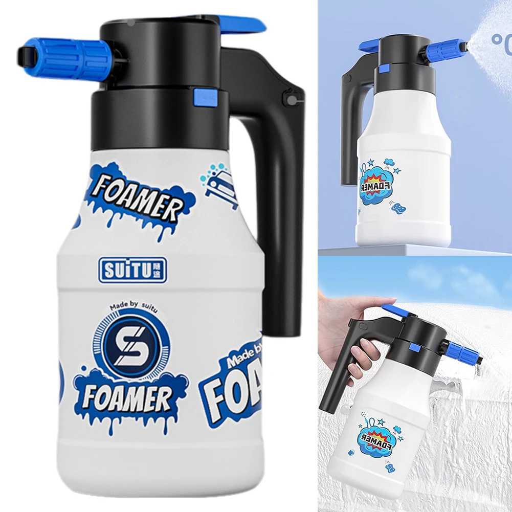1.5L Electric Foam Sprayer USB Rechargeable 2600mAh Car Wash Water Gun Hand Pump Foam Sprayer Car Cleaning Tools