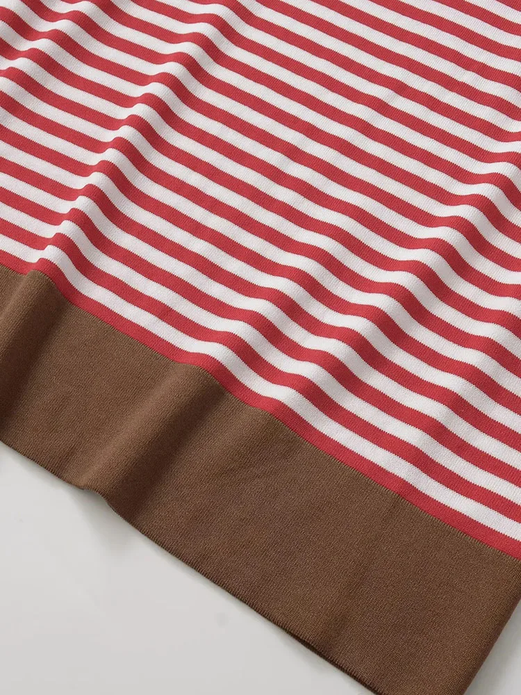 Women 2025 Winter New European And American Style Fashion Simple Casual Women's Loose Striped Round Neck Long Sleeve Sweater