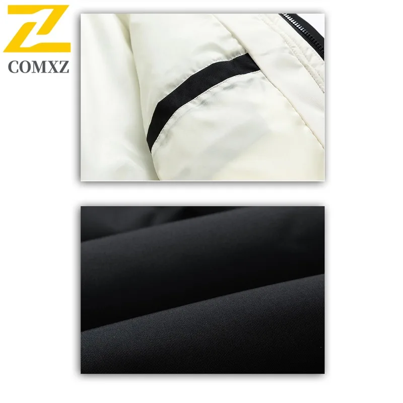 COMXZ 2025 Winter Men Fleece Lined Jacket Spring Autumn American Style Waterproof  Windproof Hooded Outdoor Sports Casual Coat