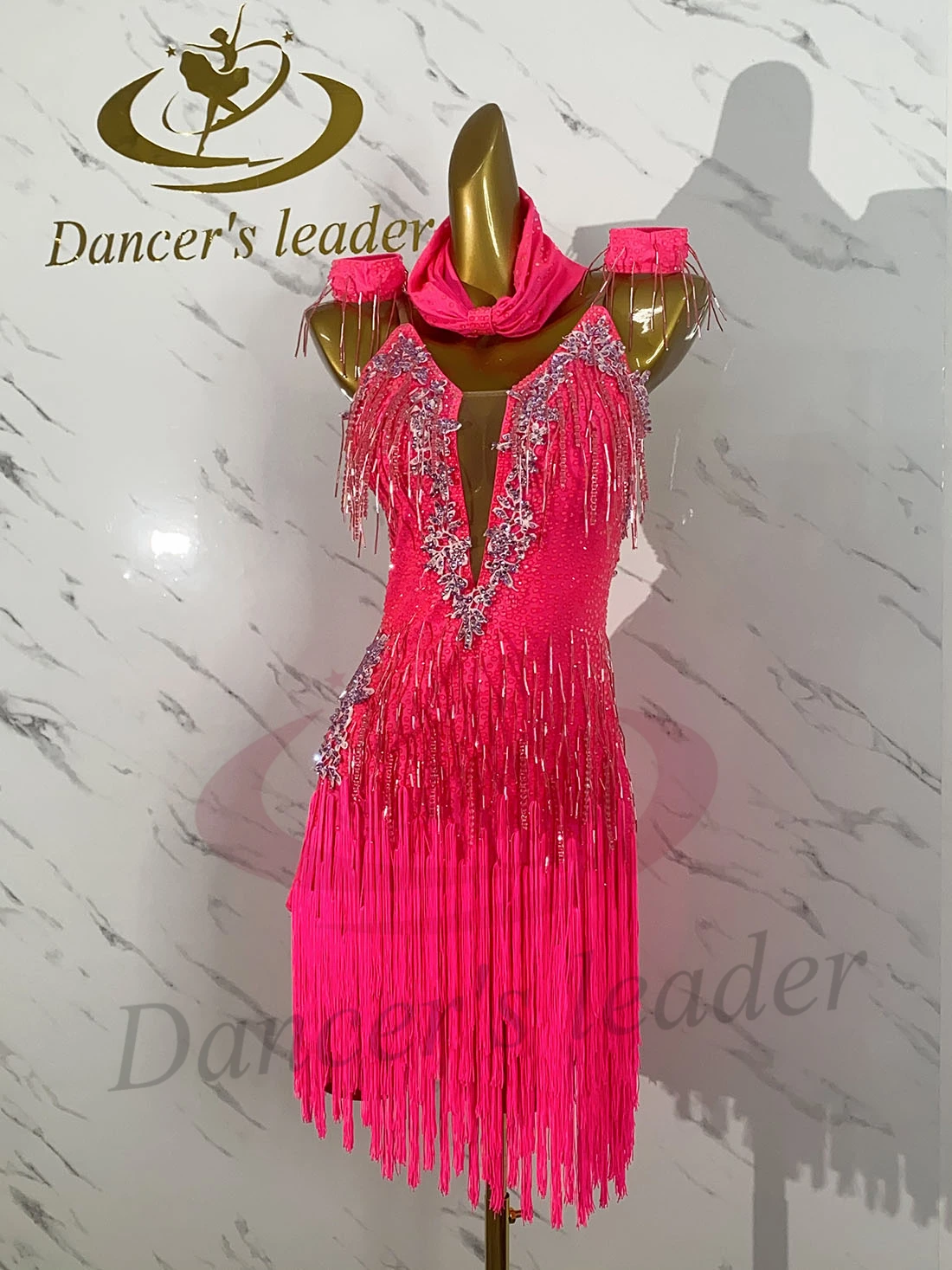 الرقص اللاتيني AB Stone أنثى الكبار الأطفال الراقية مخصص الماس بار شرابة حزام أسود بركة السامبا أداء اللباس