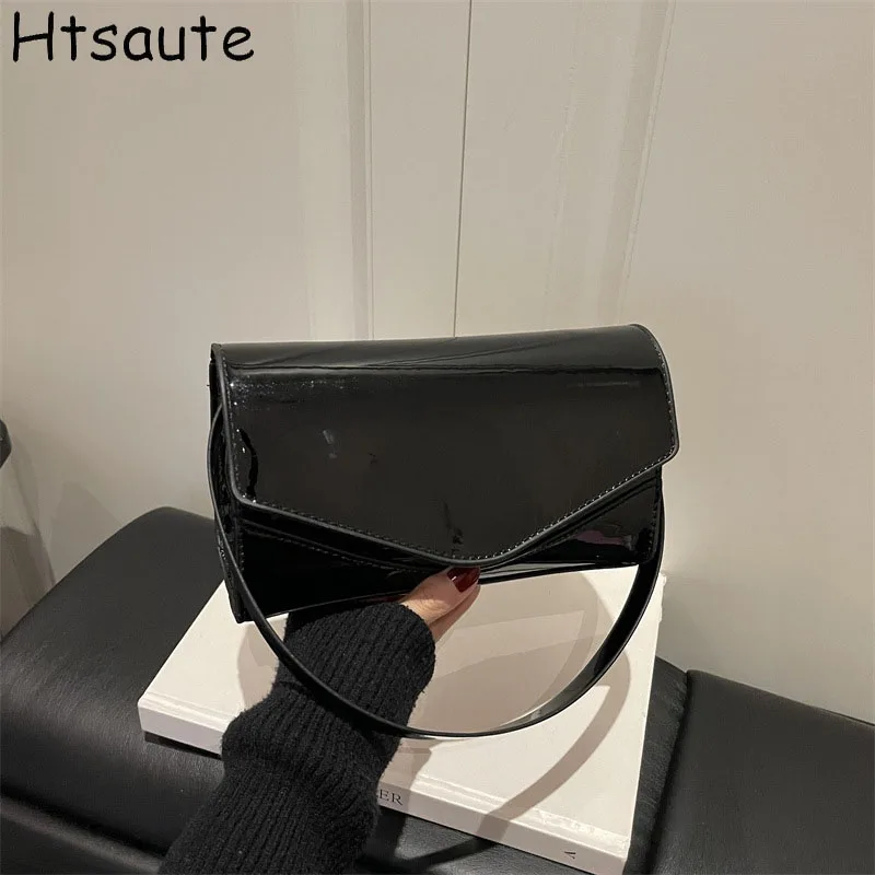 Bright PU Leather Shoulder Bags For Women Hand Bag Ladies Casual Flaps Crossbody Mini Handbags Office Bucket Tote
