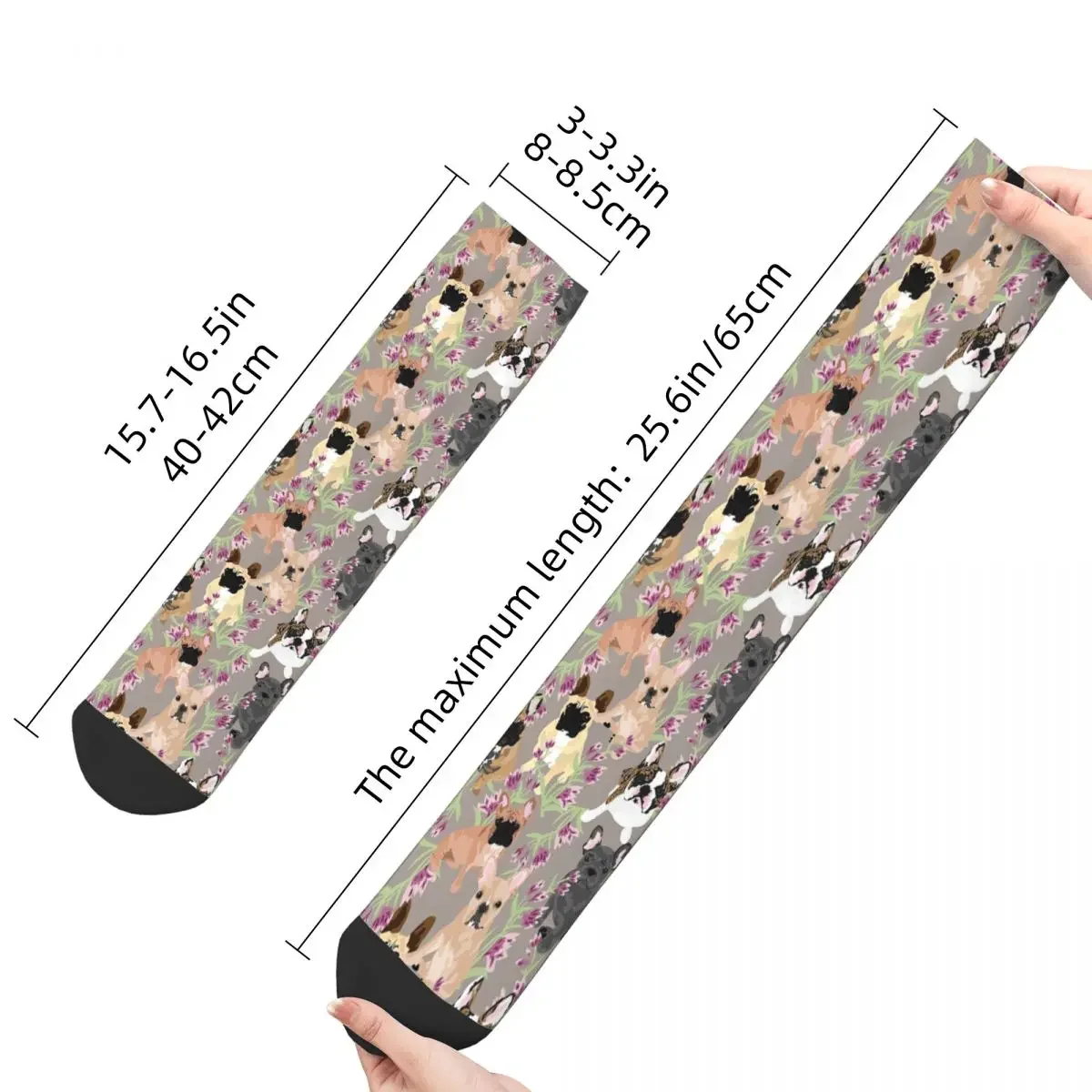 Calcetines de fútbol transpirables con estampado Floral para hombre y mujer, calcetín Unisex de Bulldog Francés, ideal para Otoño e Invierno