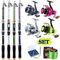 Sougayilang Spinning Fishing Combo 1.8m-2.7m Glass Fiber Telescopic Fishing Rod and 1000-3000 Size Spinning Fishing Reel Pesca
