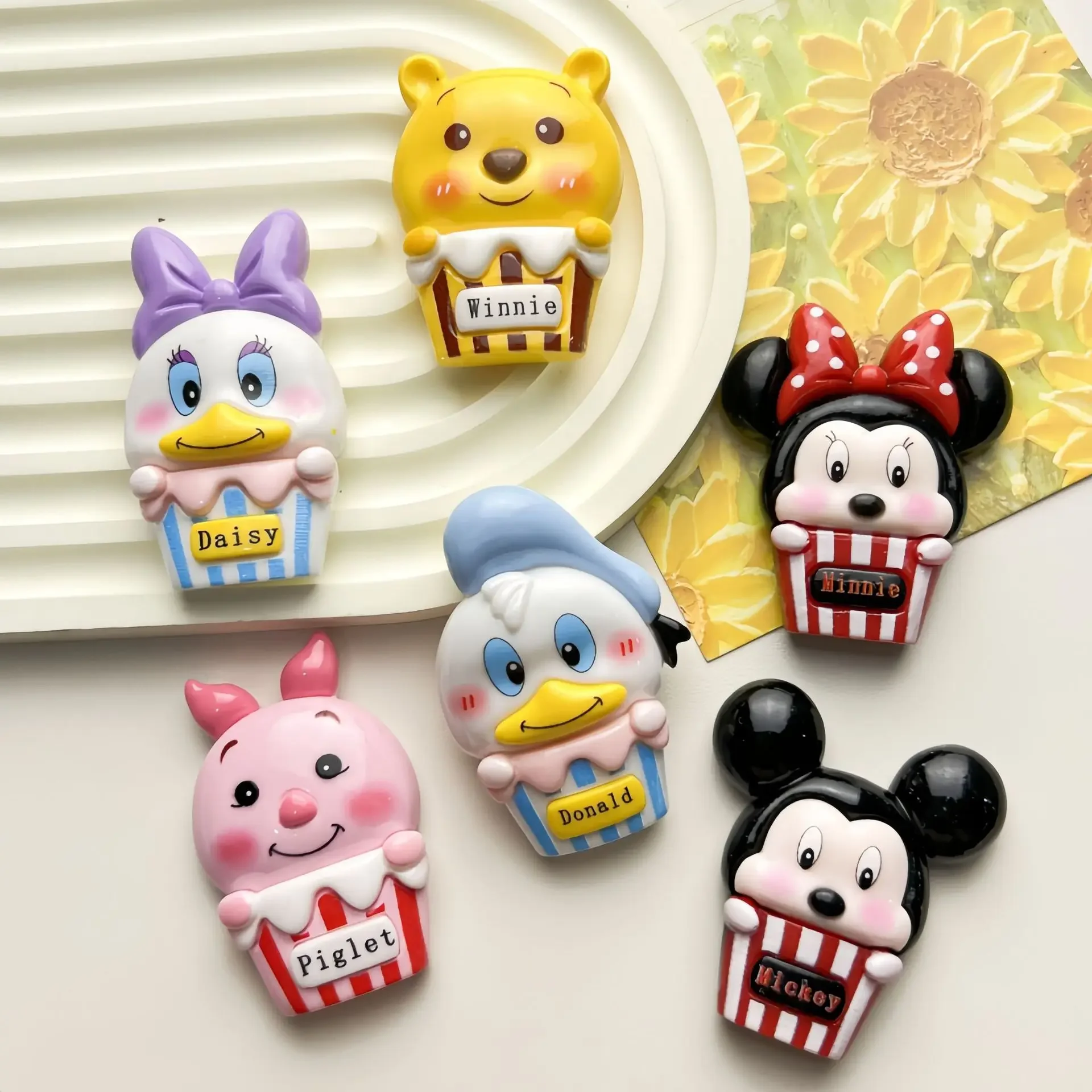 2pcs Cartoon solid color disney mickey Resin Flatback Cabochons Diy Crafts Materials Jewelry Making Charms