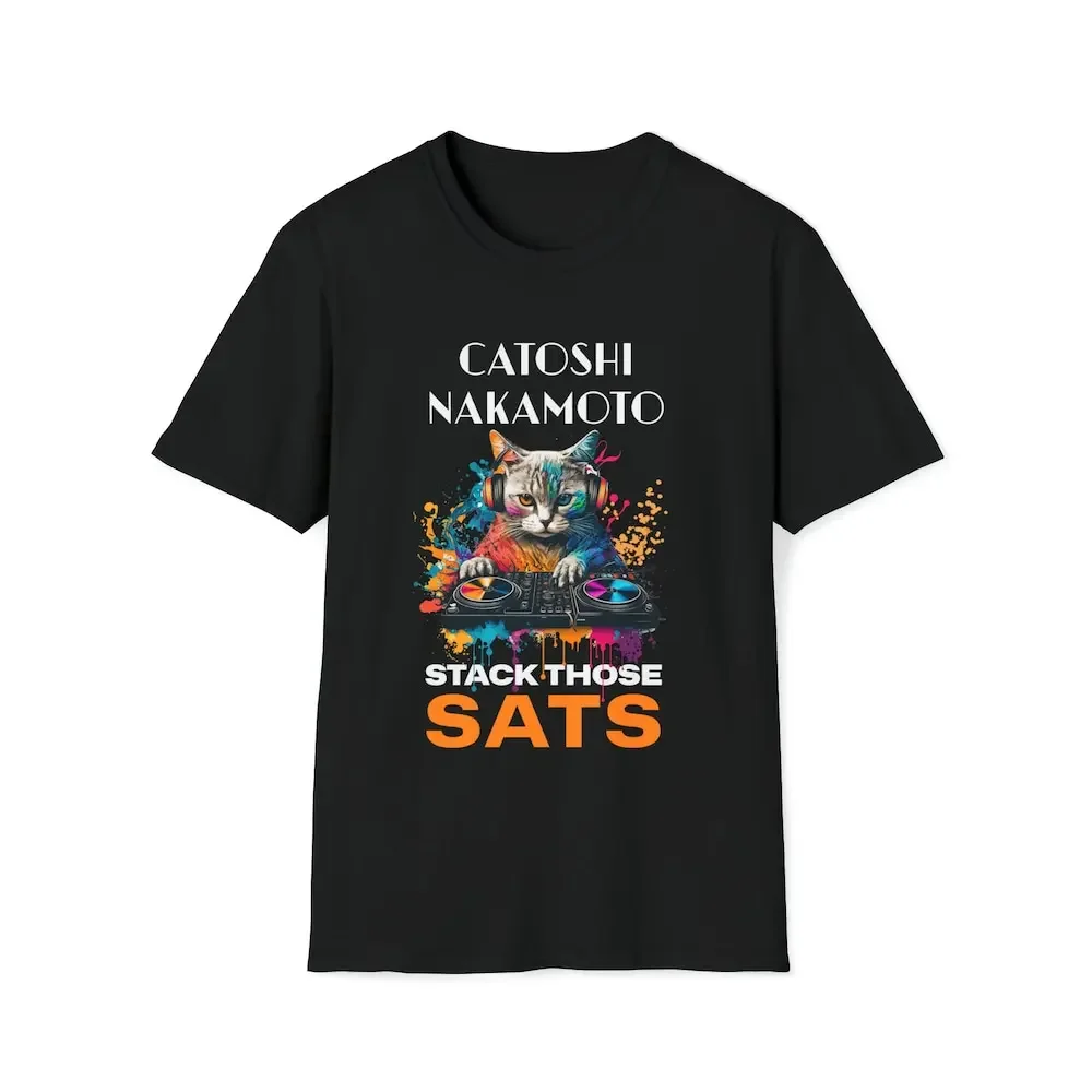 Catoshi Nakamoto Stack Those Sats Crewneck T Shirt Bitcoin Crypto