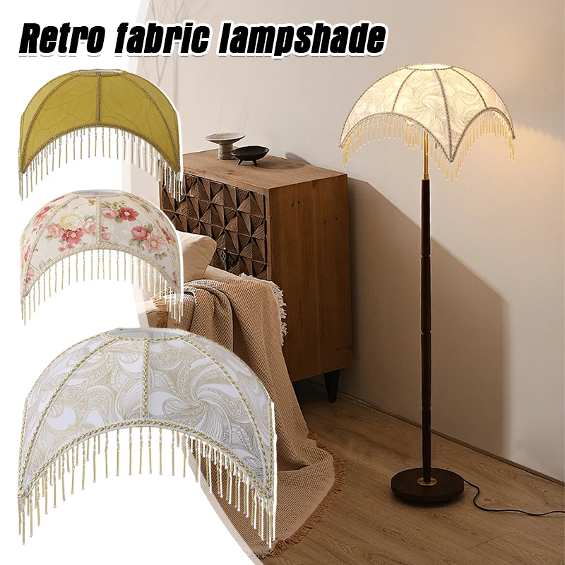 Imagem -05 - Europeu Retro Tecido Abajur Shades Lâmpada de Assoalho Sombra Borla Longa Bedside Quarto Home Decor Shell da Lâmpada de Parede