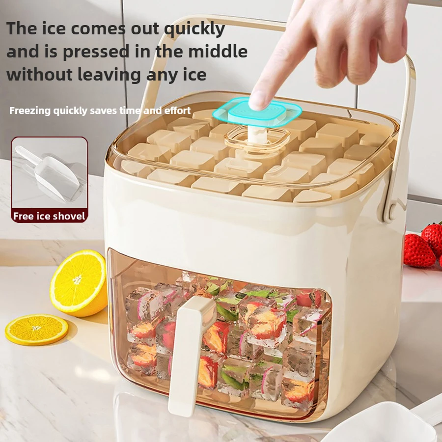 

Лоток для кубиков льда с крышкой и контейнером Лотки для льда для морозильной камеры, лотки для кубиков льда с 2-мя лотками, формы для жарки льда, контейнер, крышка