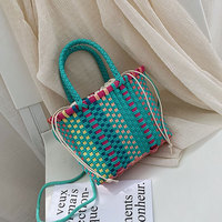 Handmade Women's Shoulder Bag Plastic Woven Small Handbag Rattan Straw Beach Bags Female Messenger Crossbody Bag Travel Tote