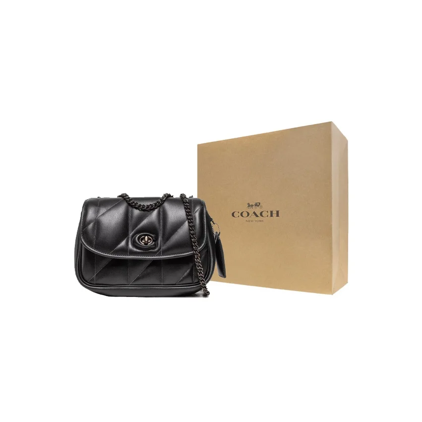 COACH Pillow Madison Nappa Soft Leather Shoulder Bag, Crossbody Bag Medium Women's Black C8560-V5BLK